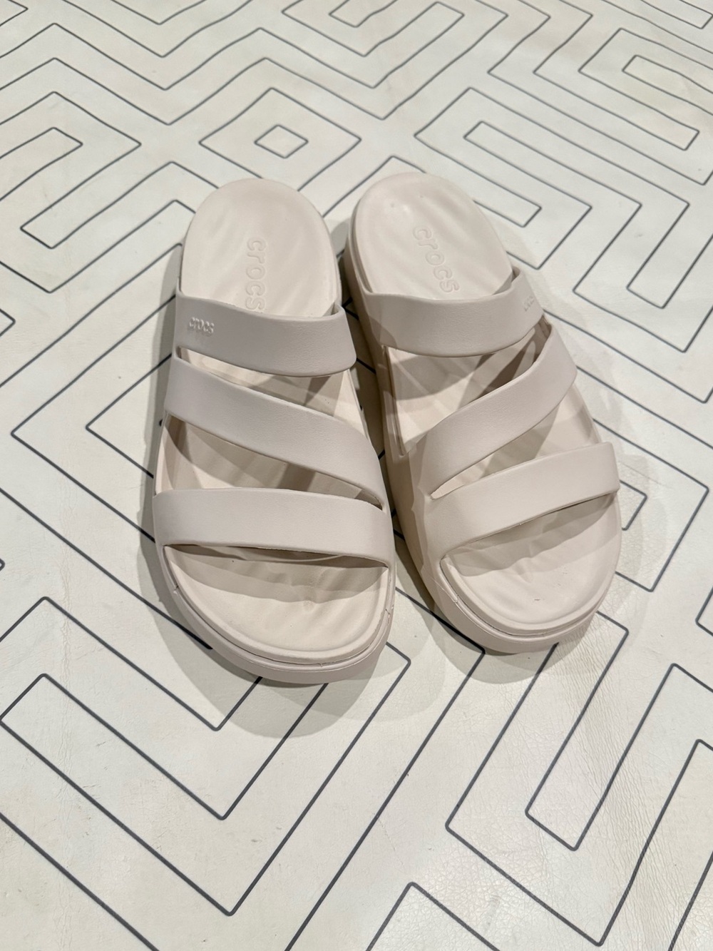 New Crocs Cream Sandals